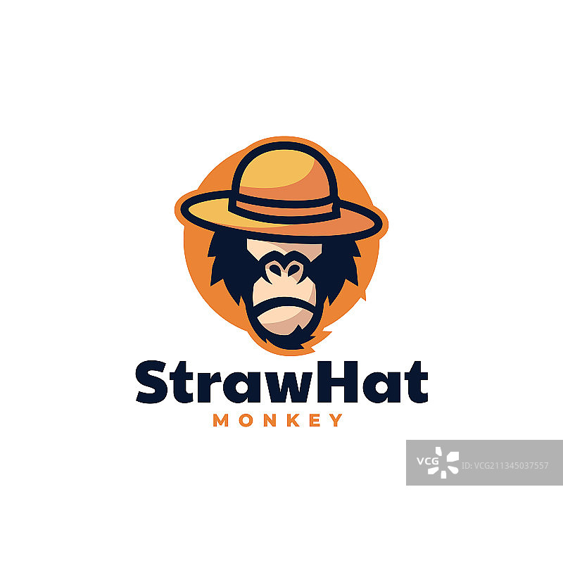 草帽猴子卡通吉祥物logo图片素材