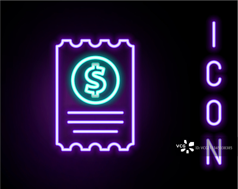 发光霓虹灯线条纸质支票和金融支票图片素材