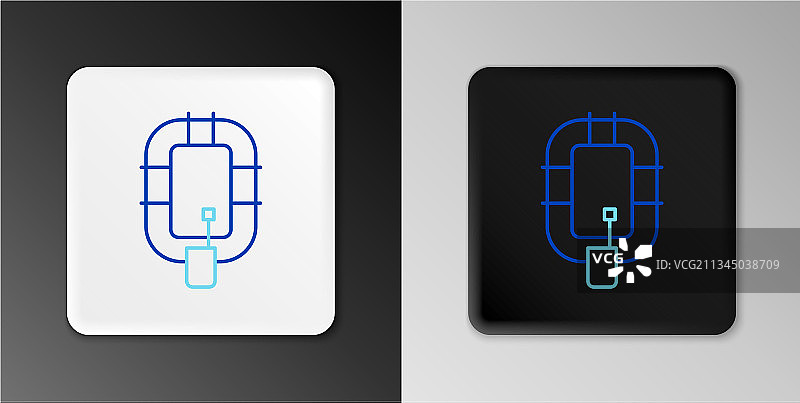灰色背景上的充气艇线性图标图片素材