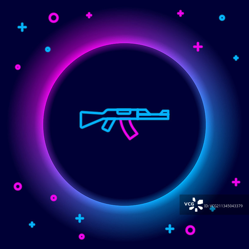 发光的霓虹灯冲锋枪图标图片素材