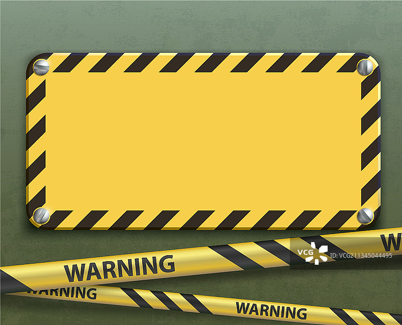 带黑色条纹的黄色警示金属板图片素材