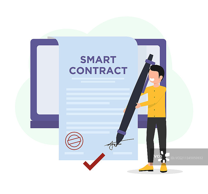 扁平风格数字智能合约概念图片素材