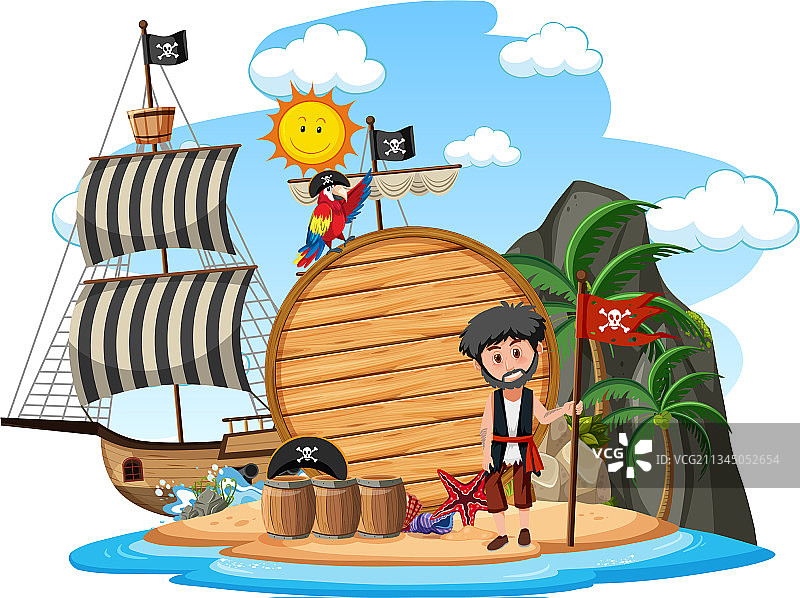 海盗岛与空白banner图片素材