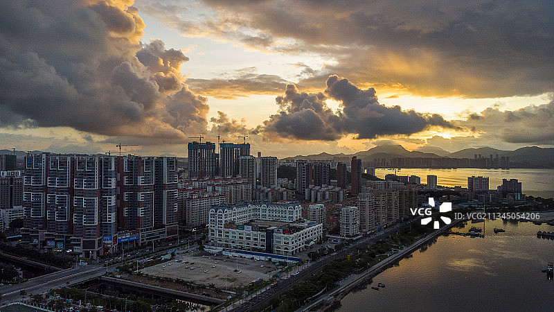 广东省汕尾城区城市航拍图片图片素材
