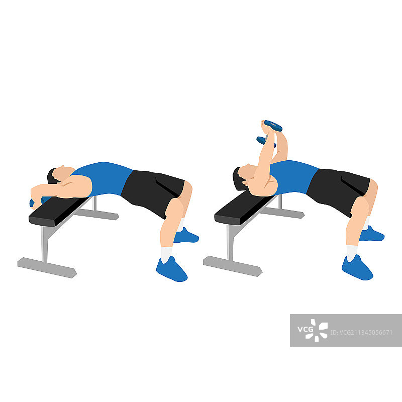 男人做哑铃屈臂上举图片素材