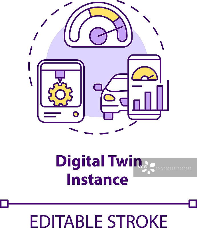 数字孪生实例概念图标图片素材