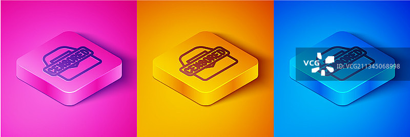 2.5D线条审查印章图标图片素材