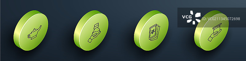 2.5D线条魔法神灯或阿拉丁神灯图片素材