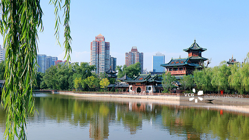山西太原 迎泽公园 全景图片素材
