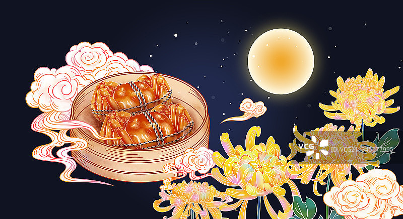 中秋节阳澄湖大闸蟹插画海报图片素材