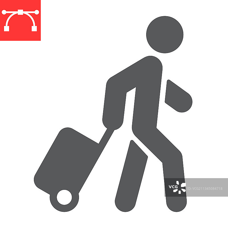 拉行李的卡通人物图标图片素材