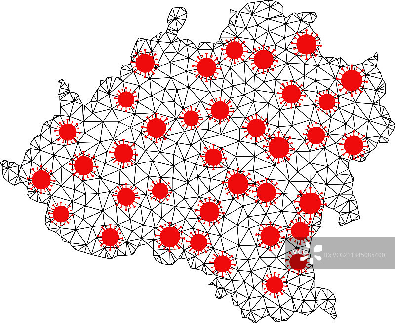 带有红色多边形的索里亚省网络地图图片素材