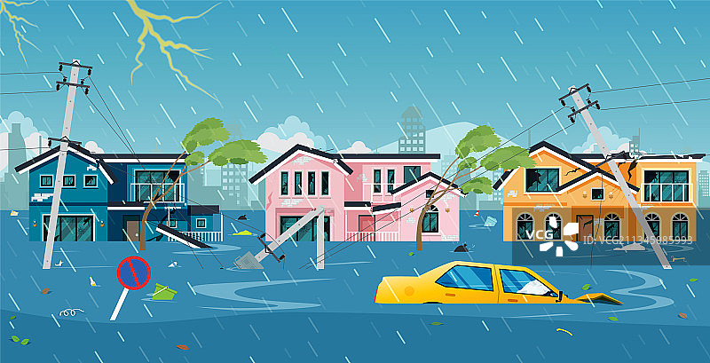 风暴摧毁城市图片素材