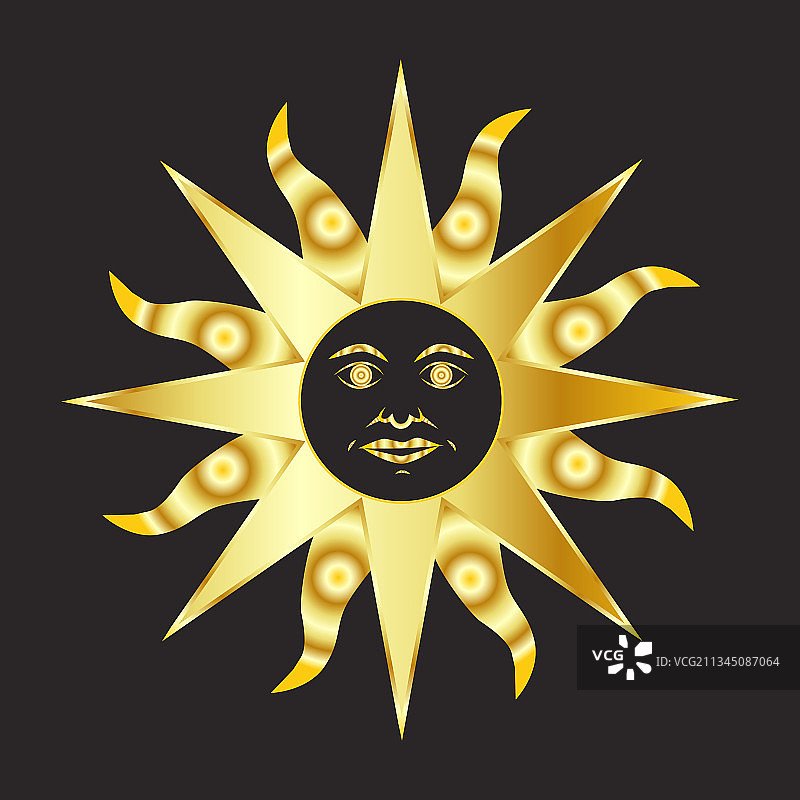 金色波西米亚风太阳月亮纹身图片素材