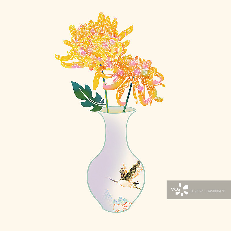 秋天菊花花朵插画元素图片素材