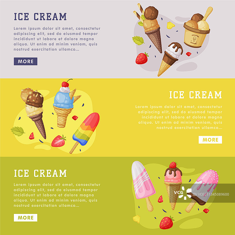 冰淇淋着陆页模板，冷饮夏季图片素材