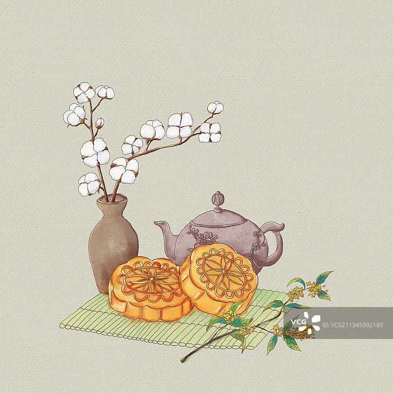 中秋节手绘插图图片素材