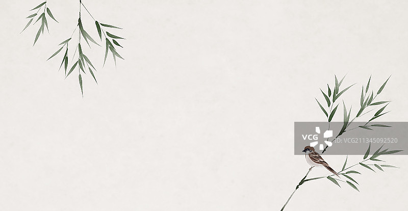 麻雀竹子插画图片素材