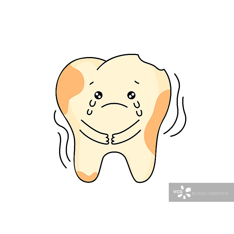 坏掉的牙齿在哭泣矢量插画元素图片素材
