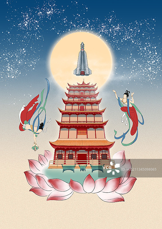 飞天登月图片素材