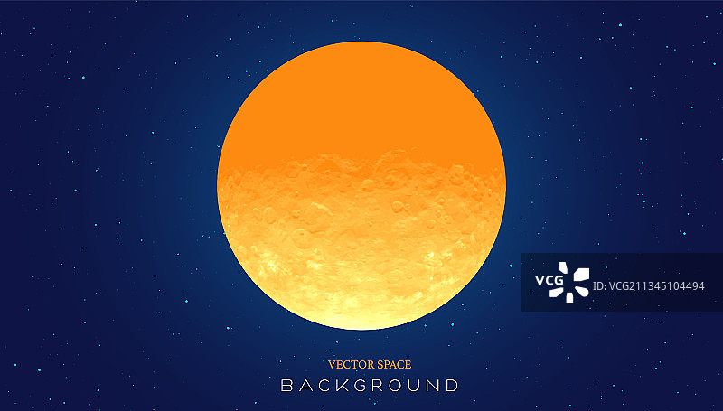 暖色月球悬浮在暗色的星空，抽象矢量科技天文商务背景图片素材