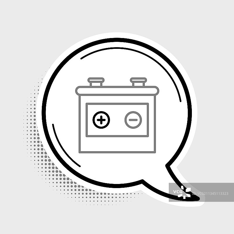 灰色背景上的线条汽车电池图标图片素材