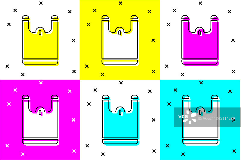 彩色背景上的塑料袋图标图片素材