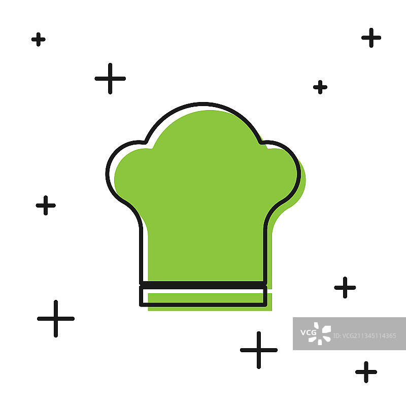 白色背景上的黑色厨师帽图标图片素材