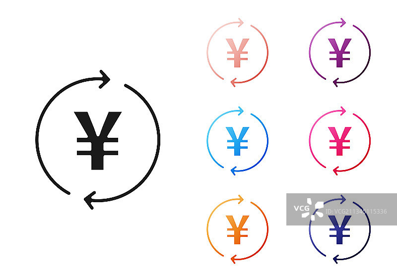 带日元符号的黑色硬币图片素材