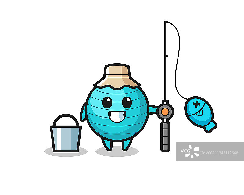 吉祥物角色：渔夫造型的健身球图片素材