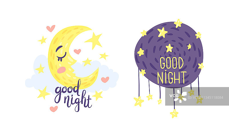 带有晚安字样的可爱图片图片素材