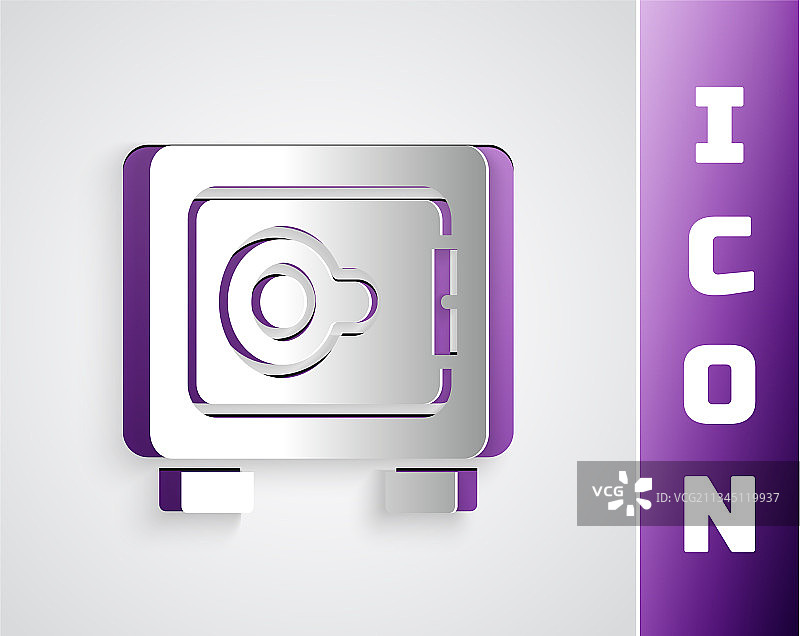 剪纸风格安全图标，灰色背景图片素材