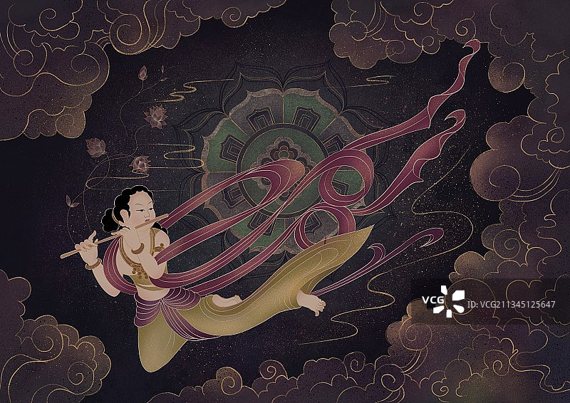 敦煌十二飞天图片素材