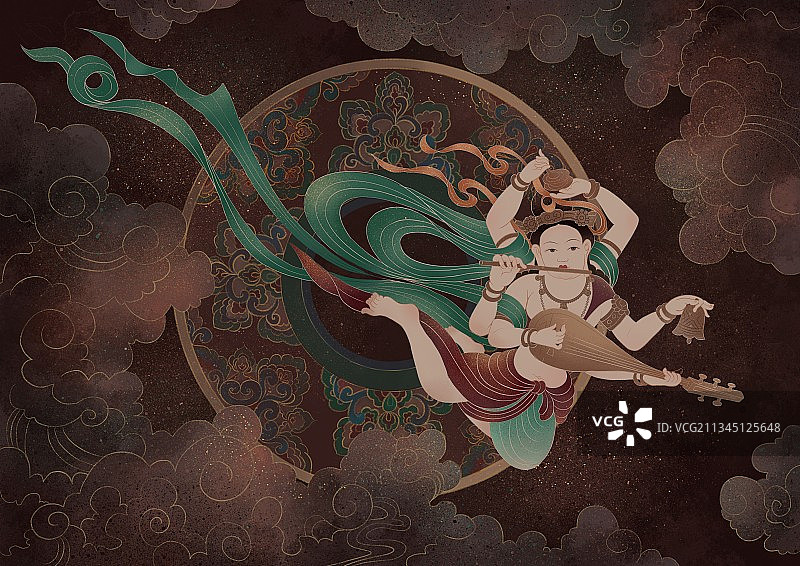 敦煌十二飞天图片素材