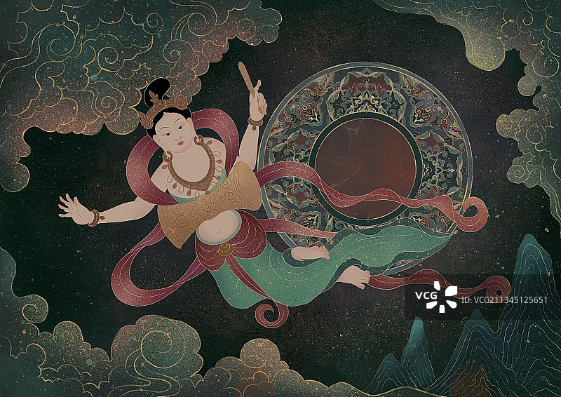 敦煌十二飞天图片素材