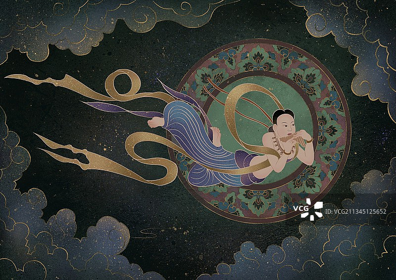 敦煌十二飞天图片素材