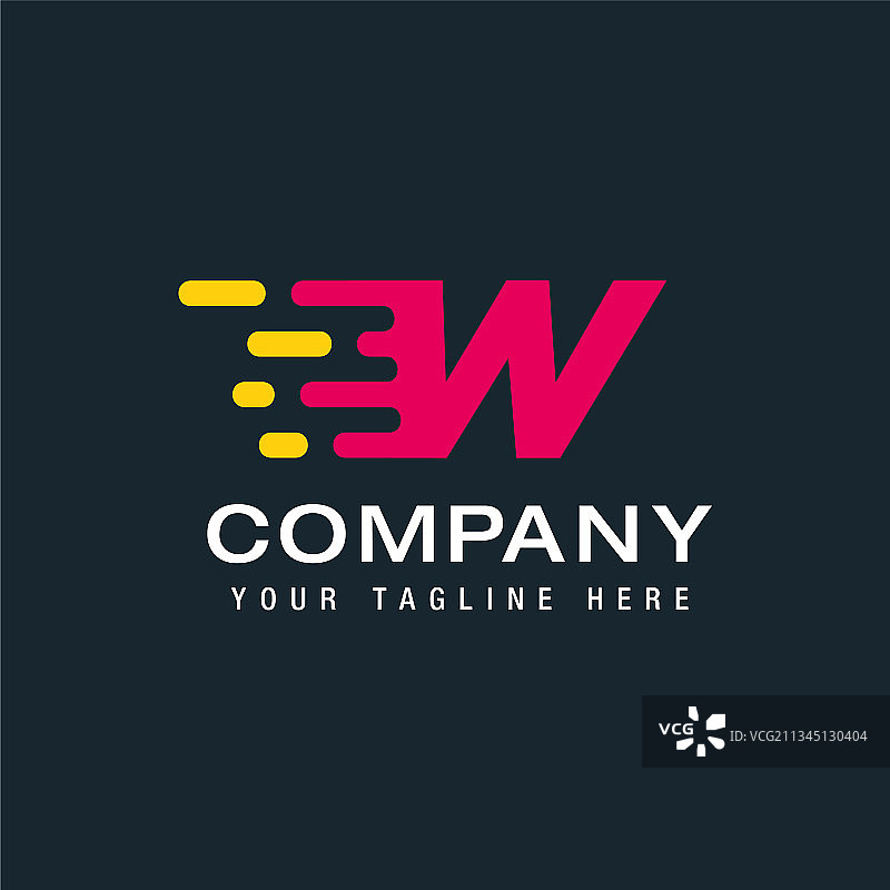 具有快速送货服务标志的字母W图片素材