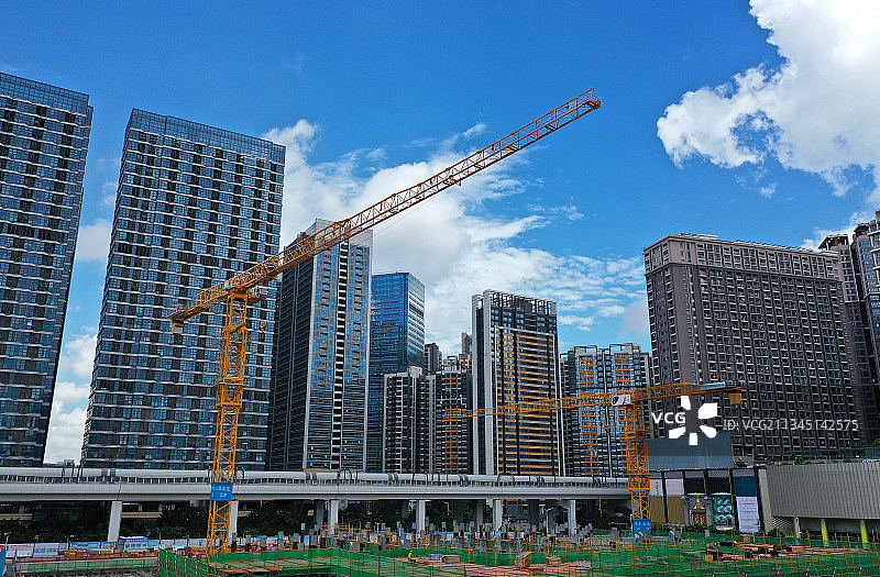 广东省深圳市龙华区民治龙光玖钻红山6979商业中心航拍图片素材