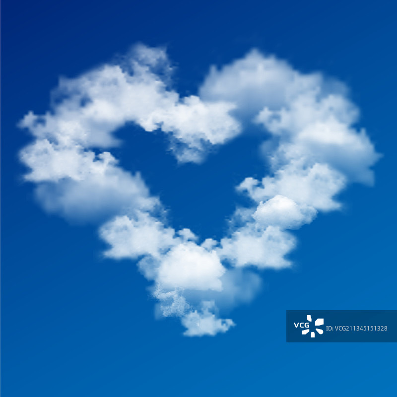 蓝天上心形云朵图片素材