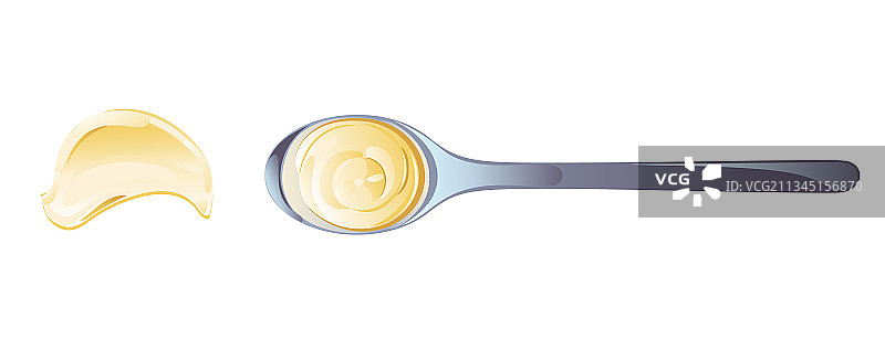 卡通扁平风格的金属勺中的蛋黄酱图片素材