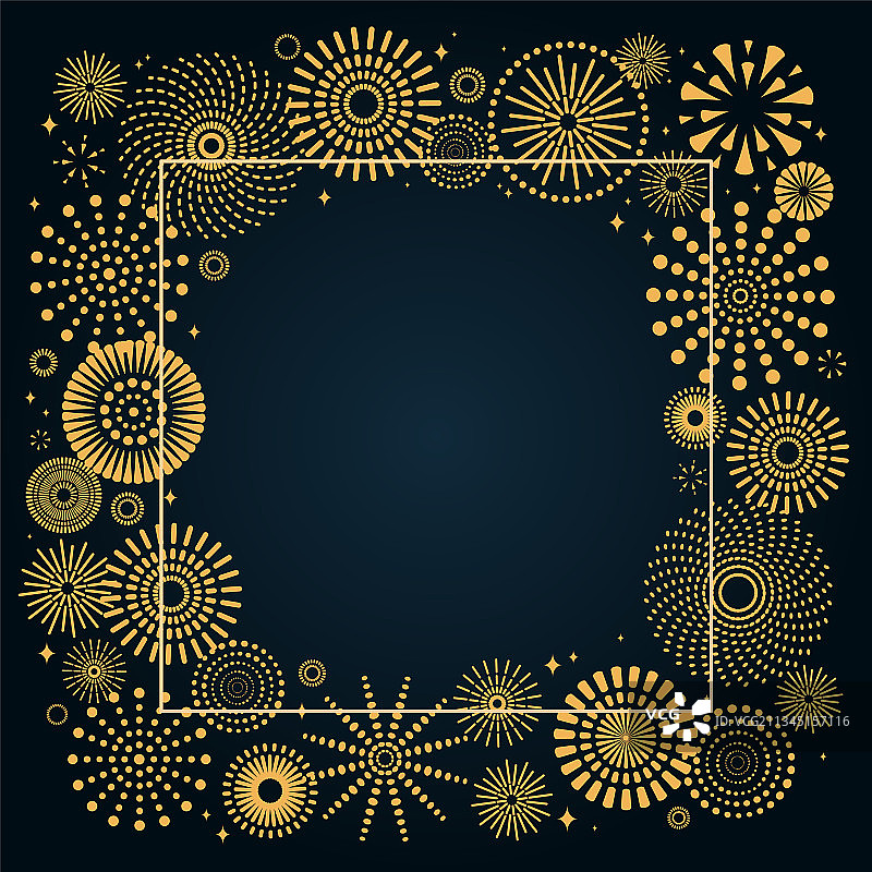 深色背景上的金色烟花边框图片素材