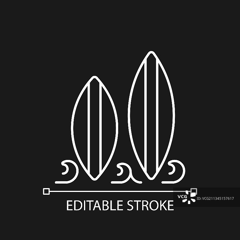 深色主题的白色线性冲浪板图标图片素材