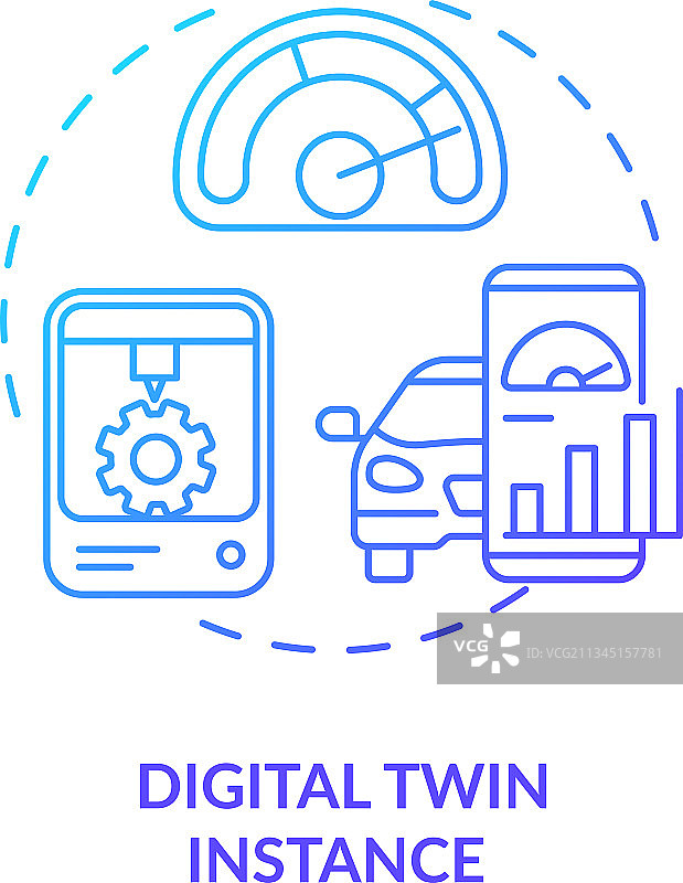 数字孪生实例概念图标图片素材