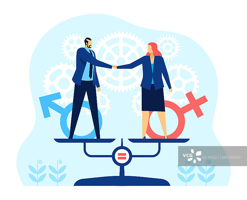 性别平等：男女商务人士站立图片素材