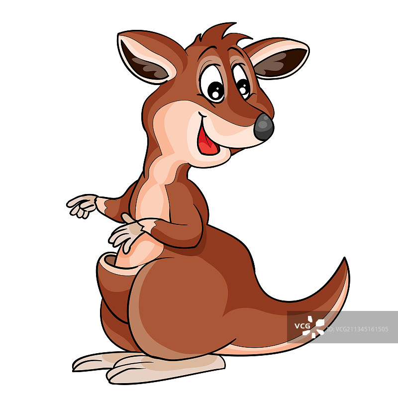 棕色卡通可爱袋鼠角色图片素材