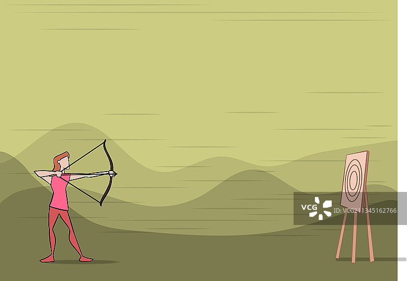 女士射手持弓瞄准目标图片素材
