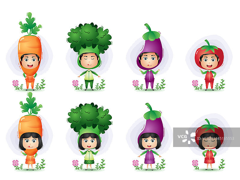 儿童穿着蔬菜服装图片素材