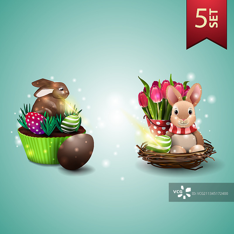 复活节图标合集：复活节蛋糕、复活节兔子等图片素材