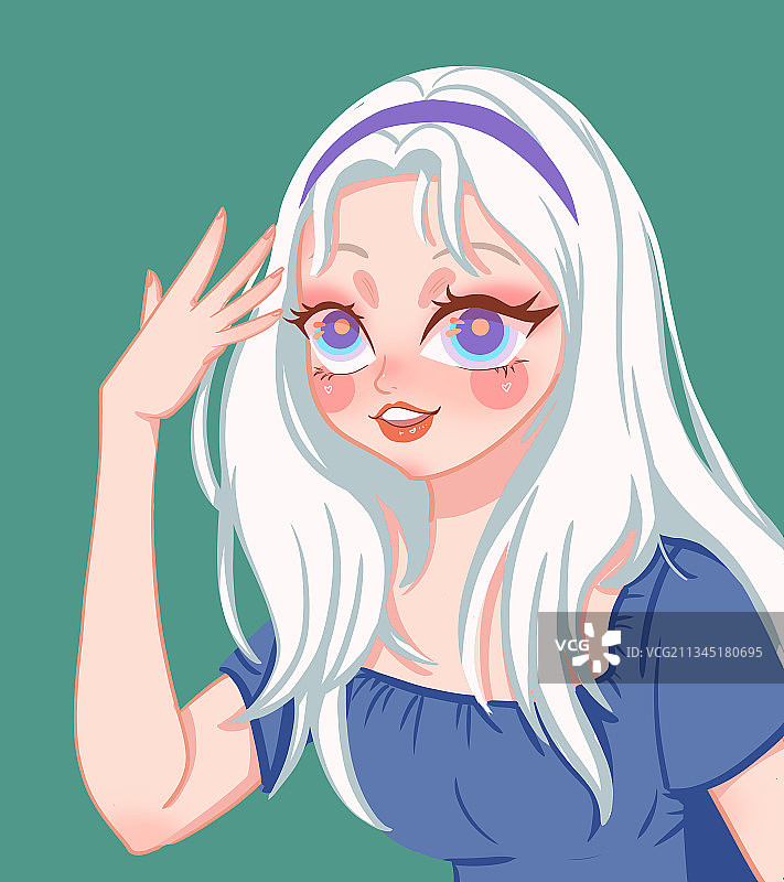 白发萌妹子图片素材