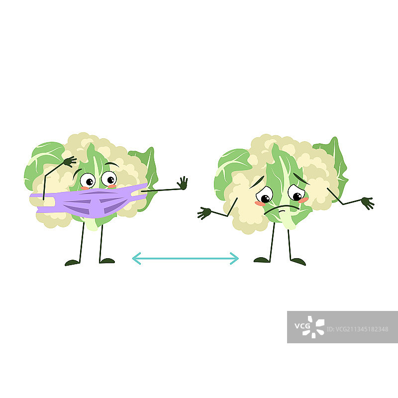 表情丰富的可爱花椰菜角色图片素材
